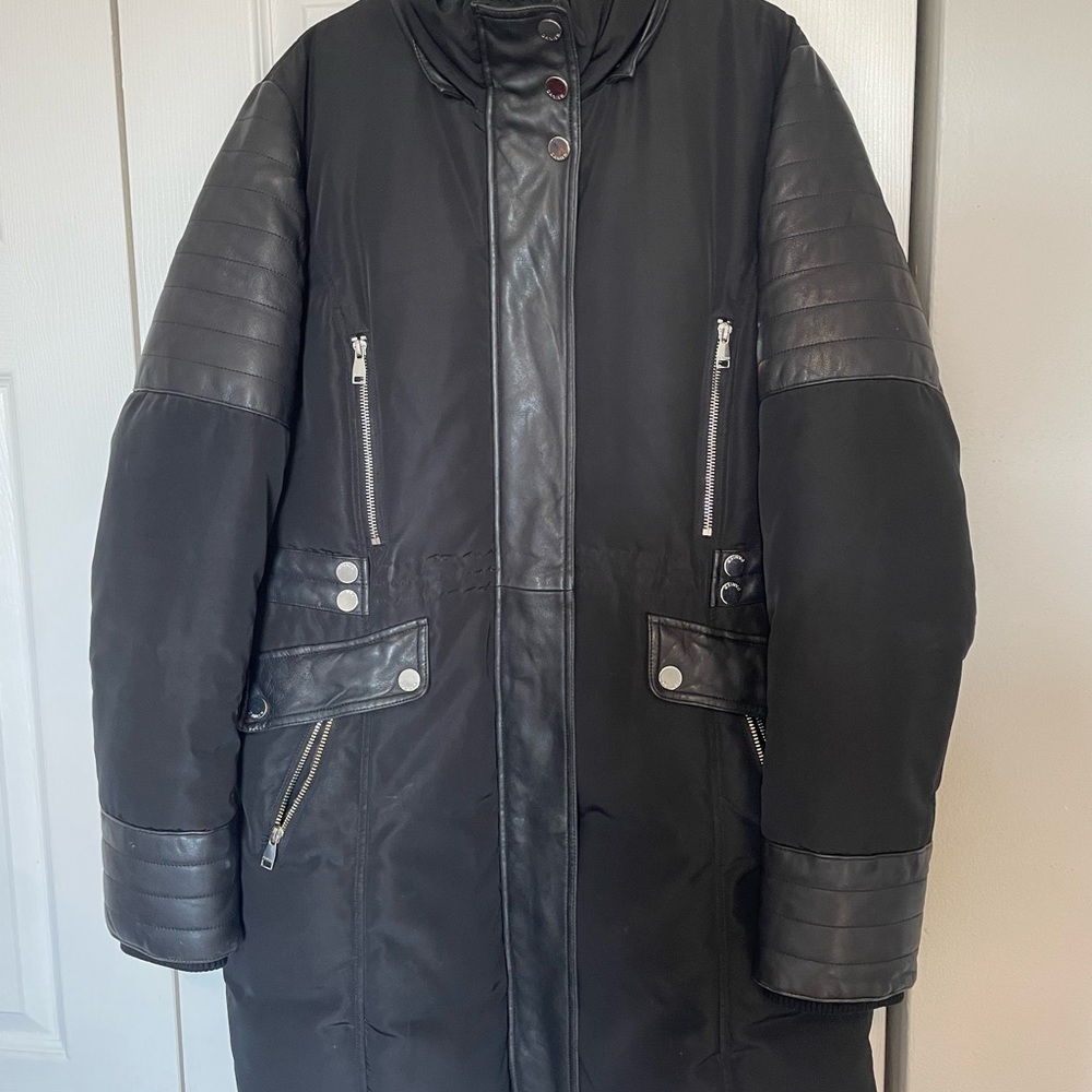 REAL LEATHER DANIER winter jacket with big fur SIZE MEDIUM